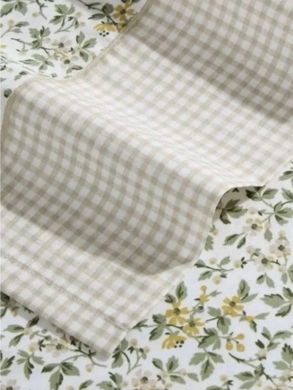 Laura Ashley ~ FULL ~ Tierney Green ~ Gingham Floral ~ 4 Pc Sheet Set ~ Cotton
